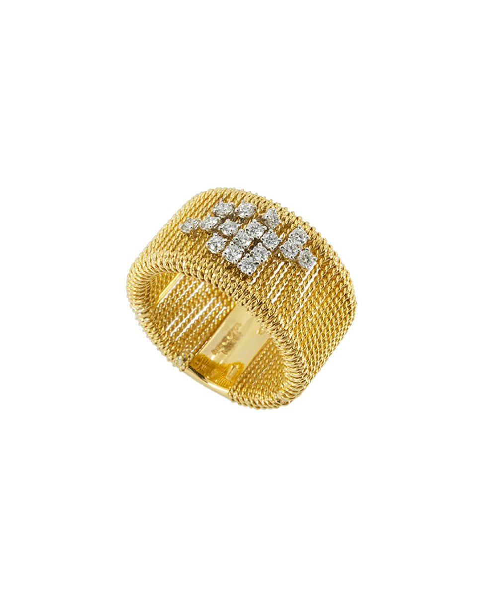 18k Gold Renaissance Dancing Diamond Ring, Size 7.5